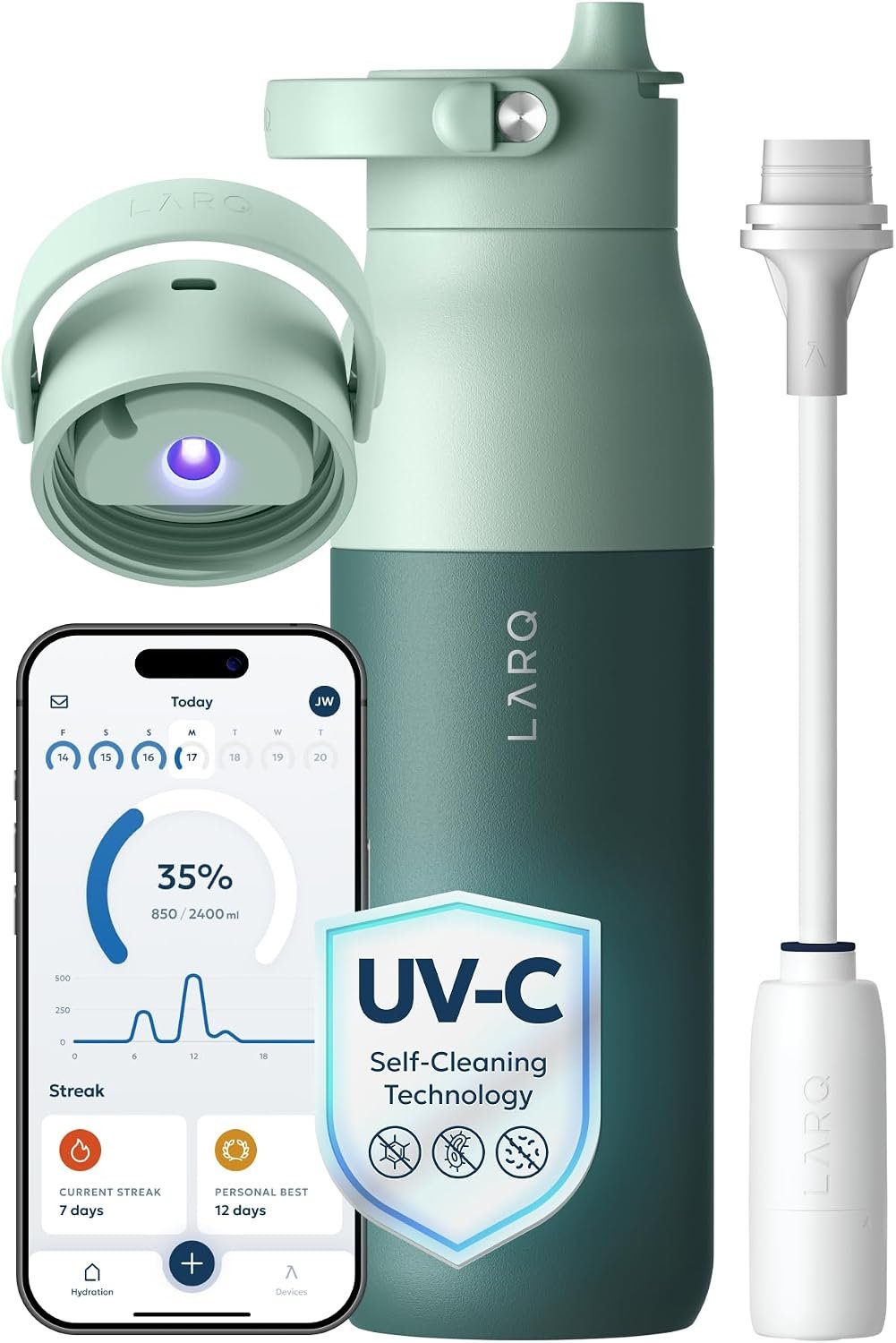 LARQ PureVis 2 filter straw bottle